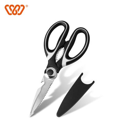 China Ergonomic BPA Free Kitchen Herb Scissors Shears With PP Sheath For Cutting Meat Vegetable for sale