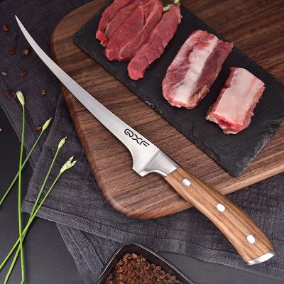 China 7 Inch Disposable Professional Zebra Wood Handle Fish Fillet Knife for sale