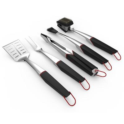 China Amazon Hot-selling 5 Pcs Stainless Steel BBQ Tool Kit Easily Cleaned Outdoor BBQ Tools for sale