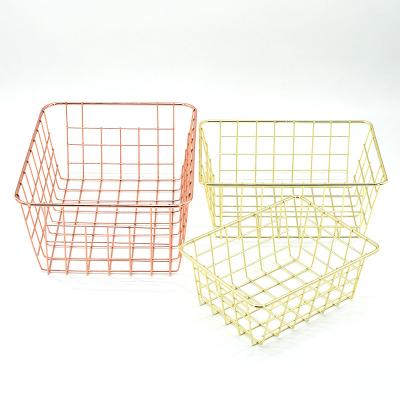 China Minimalist Fruit Basket For Kitchen Metal Storage Basket Rose Gold High Quality Basket for sale