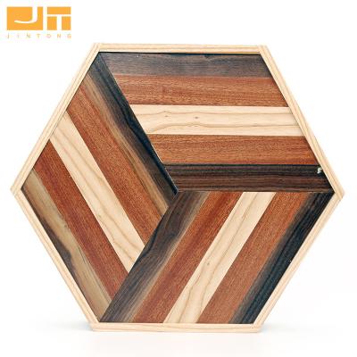 China Walnut+ Black Ash Wood + Wooden Hexagon Tray Rattan Fruits from Ebony Factory New Modern Customized and Best Coffee Serving Tray Hexagon Storage Wooden Serving Tray Gift for sale