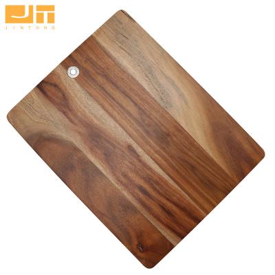 China OEM/ODM factory hot sales disposable rectangle shape acacia wood cutting board with metal hole for sale