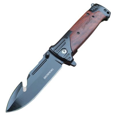 China Newest Multifunctional Outdoor Tools Survival Hunting Knife Pocket Folding Tactical Camping Knife With Wood Handle for sale