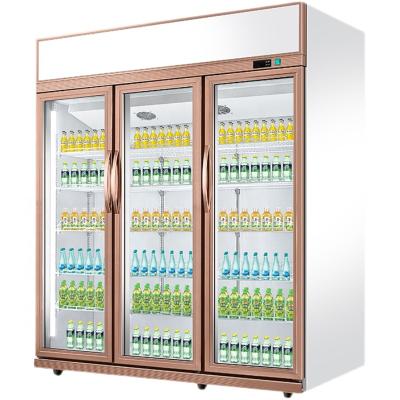 China Single-temperature three door glass refrigerator for sale