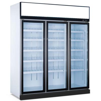 China Commercial Right Three Door 1150L Glass Refrigerator for sale