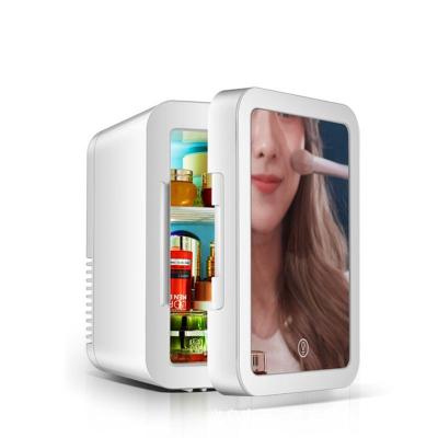 China 6L 8L 10L 12L 20L Car Beauty Makeup Skin Care Refrigerator With Mirror Mini Fridge Cosmetic Portable Compact Personal Fridge for sale