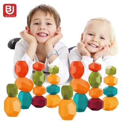 China Building Toy Colorful Plastic Baby Stacking Educational Balance Stones Toys For Children Baby Box Gifts for sale