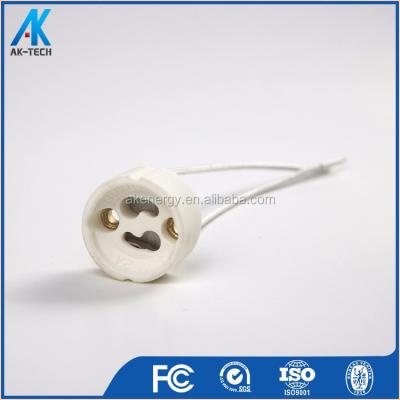 China Bayonet porcelain lamp base silicon cable wire, electric lamp holder gu10 gz10 ceramic type for sale