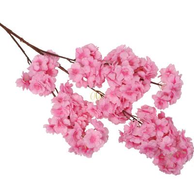 China MHJ61 Realistic Wedding Dangle Cherry Blossom Flowers Branch Artificial Silk Rose for sale