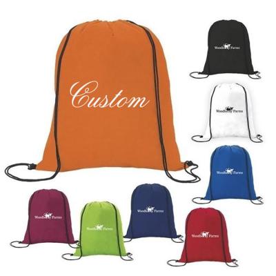 China Waterproof Custom Logo Promotional Gift Sublimation Printed Nylon Polyester Drawstring Backpack Bag for sale