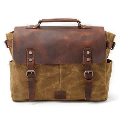 China Wholesale High Quality Waxed Canvas Bag Men Vintage Waxed Canvas Messenger Bag for sale