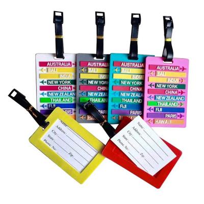 China Wholesale Custom Silicone Luggage Tag Travel Name Card Hang On Air Silicone Luggage Tag for sale