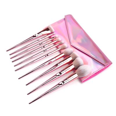 China Wholesale Makeup Brush Set Straight Gold Pink Makeup Brush Bag Make Up Brush Set With Bag for sale