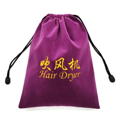 China Recyclable Custom Logo Wholesale Velvet Drawstring Hair Dryer Bag Hotel for sale