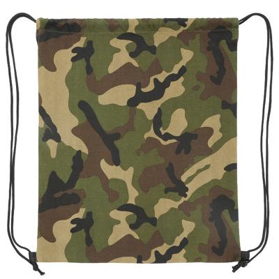 China Custom Large Logo Waterproof Canvas Dust Pouch Camouflage Sublimation Cotton Waterproof String Backpack Suction Bag For Shoe Gift Cloth Package for sale