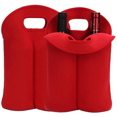 China Reuseable Neoprene Wine Bottle Cooler Tote Eco Grocery Wholesale Carrier Beer Custom Insulated Reusable Arket Store Storage Bag With Logo for sale