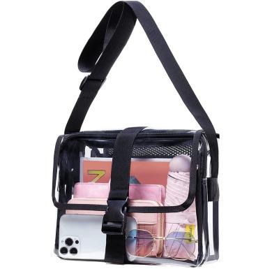 China Waterproof Clear Stadium Approved Body Bag Clear Messenger Bag - PVC Clear Cross - With Inside Pocket For Concerts Sports for sale