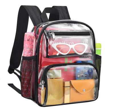 China Mini Backpack Heavy Duty Clear Waterproof Clear Backpack For Sport Event School Festival Concert Black for sale