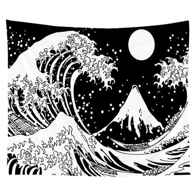 China China Factory Wholesale Black And White Portable Tapestry Contemporary Wall Tapestry Professional Waves Tapestry Household Tapestry for sale