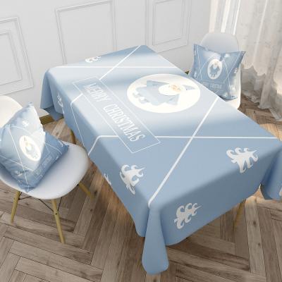 China Christmas waterproof cotton and ISS linen wind tablecloth Nordic blue elk letters waterproof tablecloth for sale