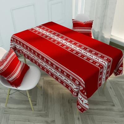 China Red And Black Hot Sale Custom Made Waterproof Linen Table Cloth Tablecloth Merry Christmas Grid Kitchen Waterproof Home Tablecloth for sale