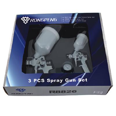 China Paint Spray Gun R8826 RongPeng Gravity Fed Spray Gun Kit with 2 Pieces HVLP Spray Guns, 1.4mm, 1.0mm for sale