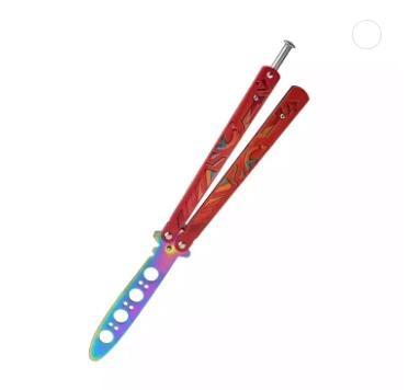 China Professional Design Non-variable Color Shine All Folding Steel Practice Metal Butterfly Knife Training Hand Tool for sale