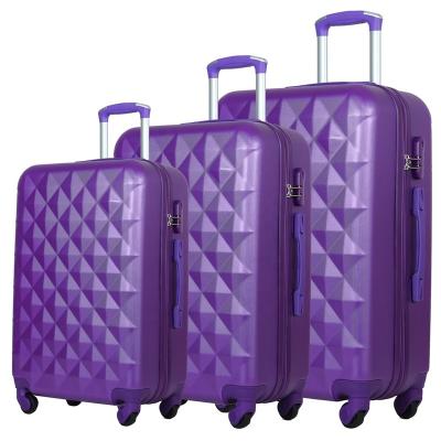 China Purple Diamond Luggage High Grade Business Travel Luggage Set Lightweight Durable Three Piece Suite for sale