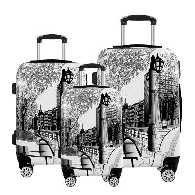 China Bojun Lightweight Durable Colorful Trolley Travel Bags Hard Case Printed Cheap 3pcs Travel Trolley Luggage Sets for sale