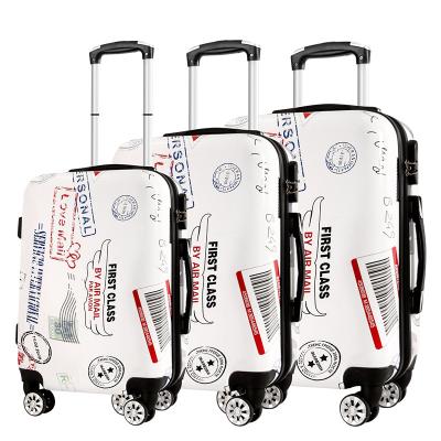 China Lightweight Durable Wholesale Mail Mark Printed 360 Degree Spinner 4 Wheel Spinner Trolley Luggage Set for sale