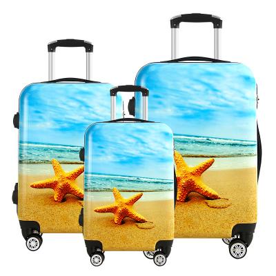 China Vintage Lightweight Durable Style Plastic Lightweight Carry On Cartoon Shell Travel Trolley Luggage Tough for sale