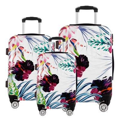 China Lightweight Durable Custom Printed Hard Shell Luggage Sets Hard Shell Luggage Abs Pc Trolley Suitcase for sale