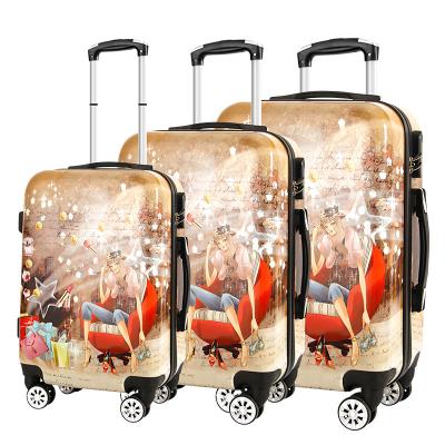 China Lightweight Durable Cartoon Girl Designs Luggage Pattern Spinner Suitcase Zipper Cabin Waist Trolley Luggage for sale