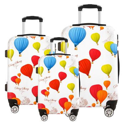 China Light Durable Customized Unique ABS PC Printed Trolley Case Balloon Colorful National Pattern Cute Suitcase for sale