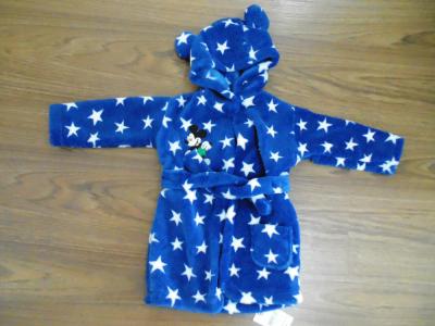 China 100% polyester mickey and minnie embroidered soft coral fleece baby bathrobe for sale