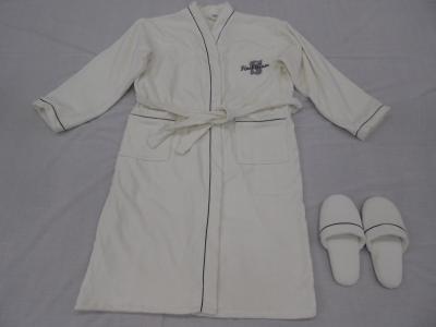 China cotton velour terry fabric embroidered men dressing gowns with slipper for sale