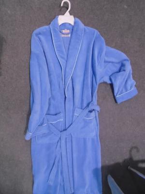 China 100% cotton velour terry fabric solid blue mens dressing gowns for sale