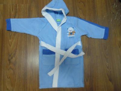 China cotton on kids boy blue hooded belted bath robes for sale