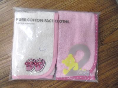 China 2 pk baby face wash cloth, pure cotton face cloths for sale