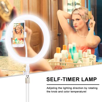 China PORTABLE tok wholesale one piece flexible video tik selfie led ring light and phone holder for make up for sale