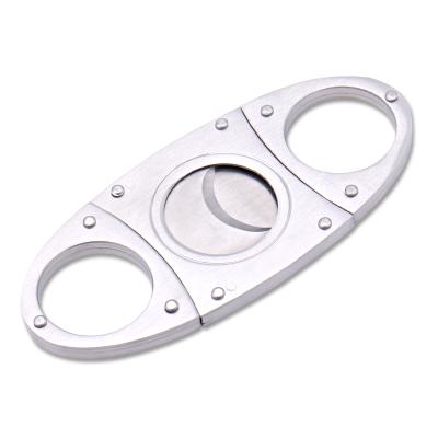 China Small Cutter Tool Stainless Steel Cigar Cutter Silver Personalized Steel Cigar Cutter for sale