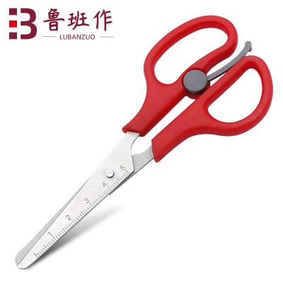 China 5 Inch Children Scissors Paper Cutting Red Small Size ABS Handle Ruler Kids Plastic Scissors Stationery Craft for sale