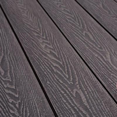 China 25mm WPC Exterior Composite Deep Embossing Decking Gray Color 3D WPC Decking for sale