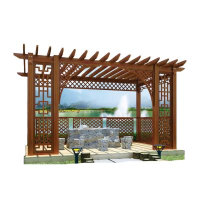 China Custom Waterproof Chinese Style WPC WPC Outdoor Easily Assembled Aluminum Pergola For Garden for sale