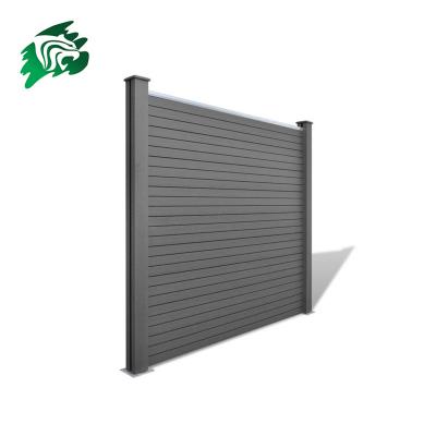 China Gray Color Aluminum Post WPC Garden Fence With WPC Panel Easily Assembled Custom Fence Panel for sale