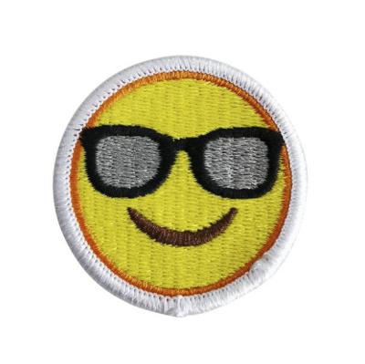 China Viable Hot Sale Cheap Custom Clothing Accessories Hand Embroidered Chenille Iron Smile Patches for sale