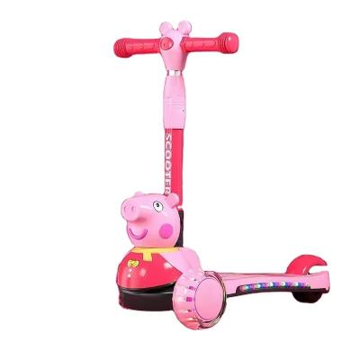 China Kids Pedal Skateboard Scooter Car with Folding Function Music Lighting and PU Wheels for sale