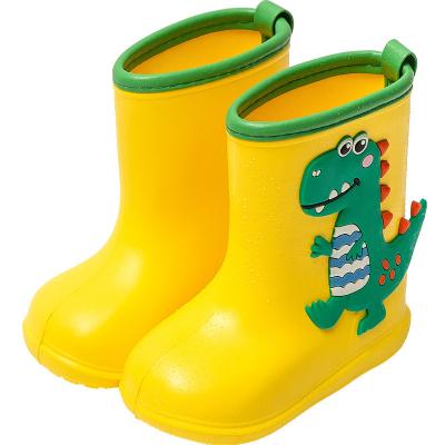 China CUSHIONING Cute Cartoon Dinosaur Unicorn Kids Raining Boots For Boys And Girls Waterproof EVA Non-slip Rubber Kids Raining Boots for sale