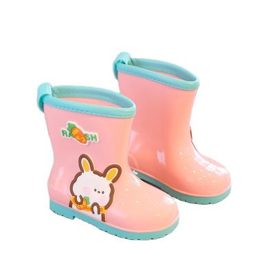 China CUSHIONING Girls and Boys Plus Cute PVC Cat Pattern Children Rain Boots Velvet Waterproof Shoes Four Seasons Raining Boots for sale