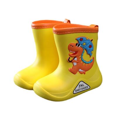 China CUSHIONING Children's Dinosaur Plus Velvet Rain Boots Kids Girls Waterproof Shoes EVA Kids Boys Cartoon for sale